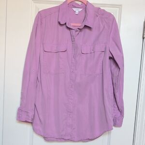 Time and Tru Women's Button Down Shirt - Light Purple
